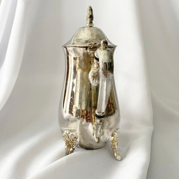 Vintage Silver Plated Coffee Pot with Floral Accents - Picture 4 of 11